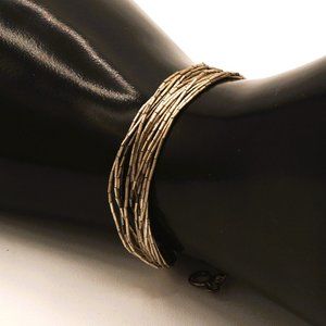 Vintage Native American Navajo Liquid Silver 15 Strand Bracelet 7"